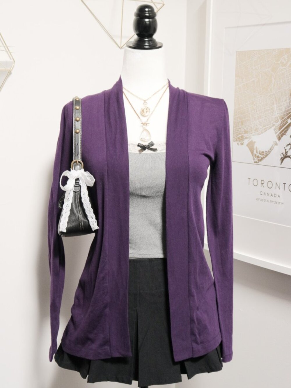 J. CREW Factory Dark Purple Lightweight Shawl Collar Cardigan, Layering Basic
